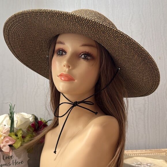 Scala Handcrafted Woven Paper Polyester Sun Hat Neutral Tan - Picture 2 of 12